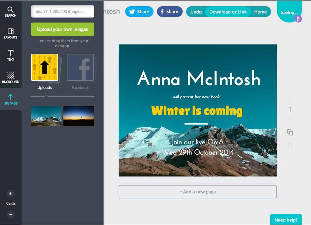 Customize the Canva template to put your own image