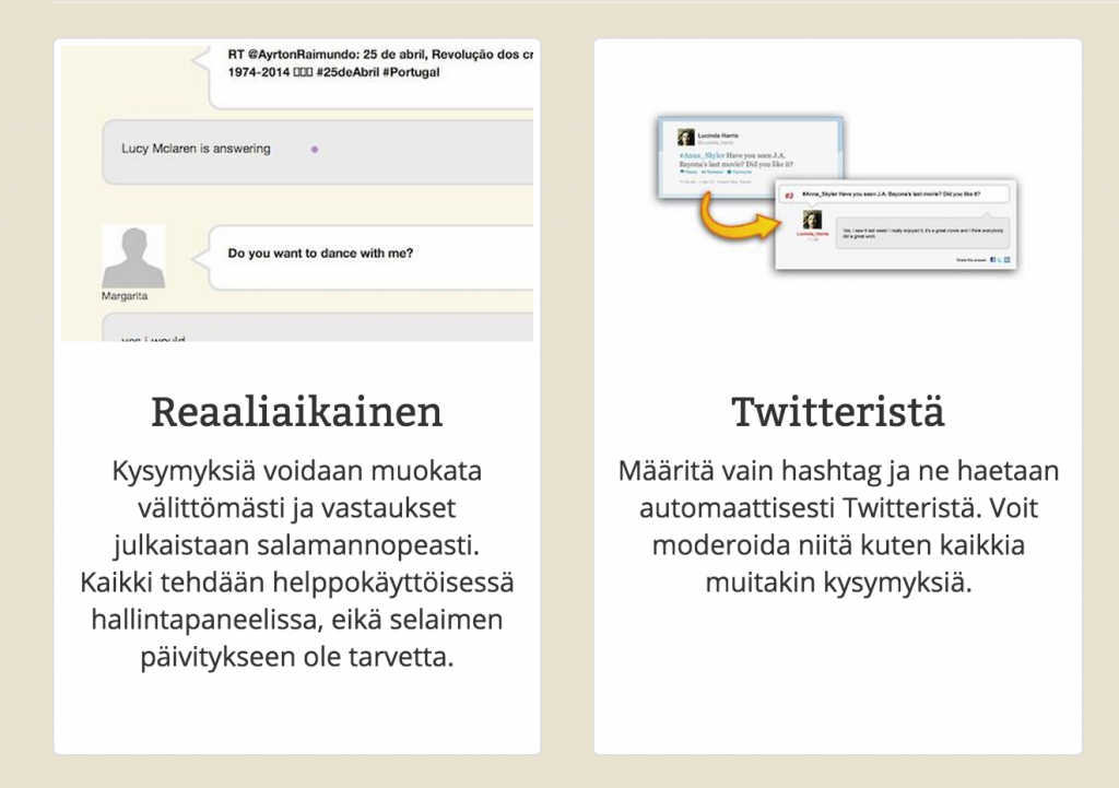 Finnish version of Dilmot liveblogging Q&A app