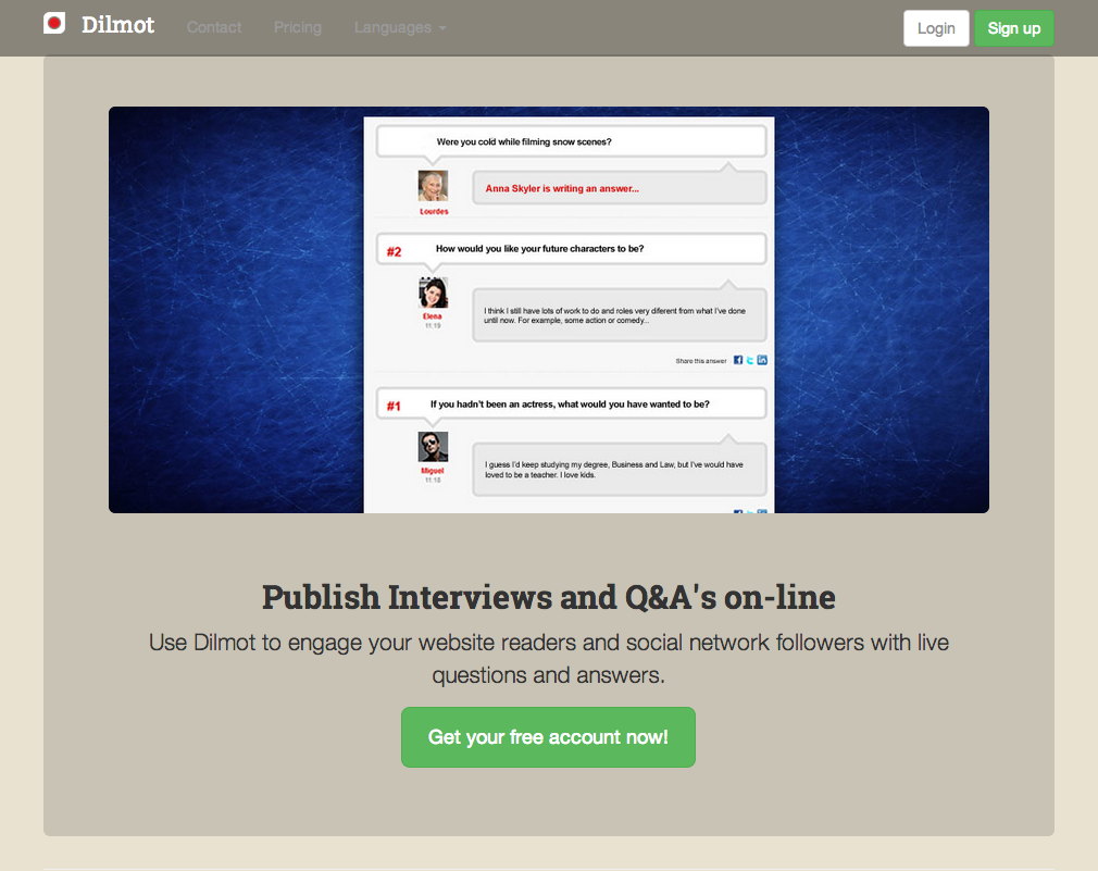 Dilmot is an easy way to publish an interview live in your web