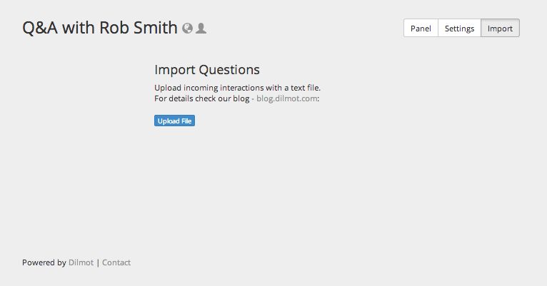 Import questions to the Q&A or Interview you publish with Dilmot